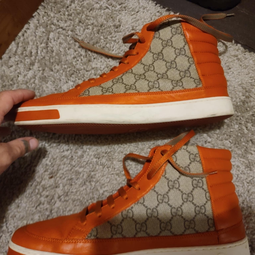 Gucci Men's Orange High-Top Sneakers
